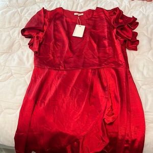 Red dress with flutter sleeves